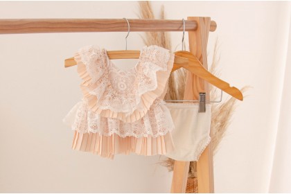 Conjunto Helena Newborn Bege (sob encomenda) 