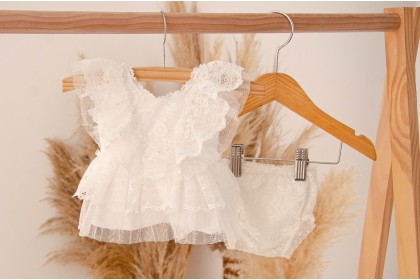 Conjunto Helena Newborn Branco (sob encomenda) 