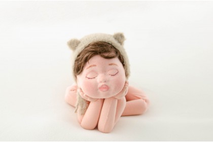 Touca Fluffy Taupe - Newborn