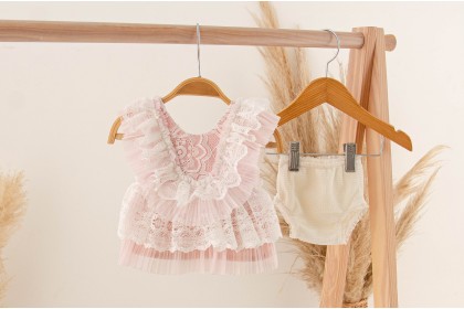 Conjunto Helena Newborn Rosa (sob encomenda) 